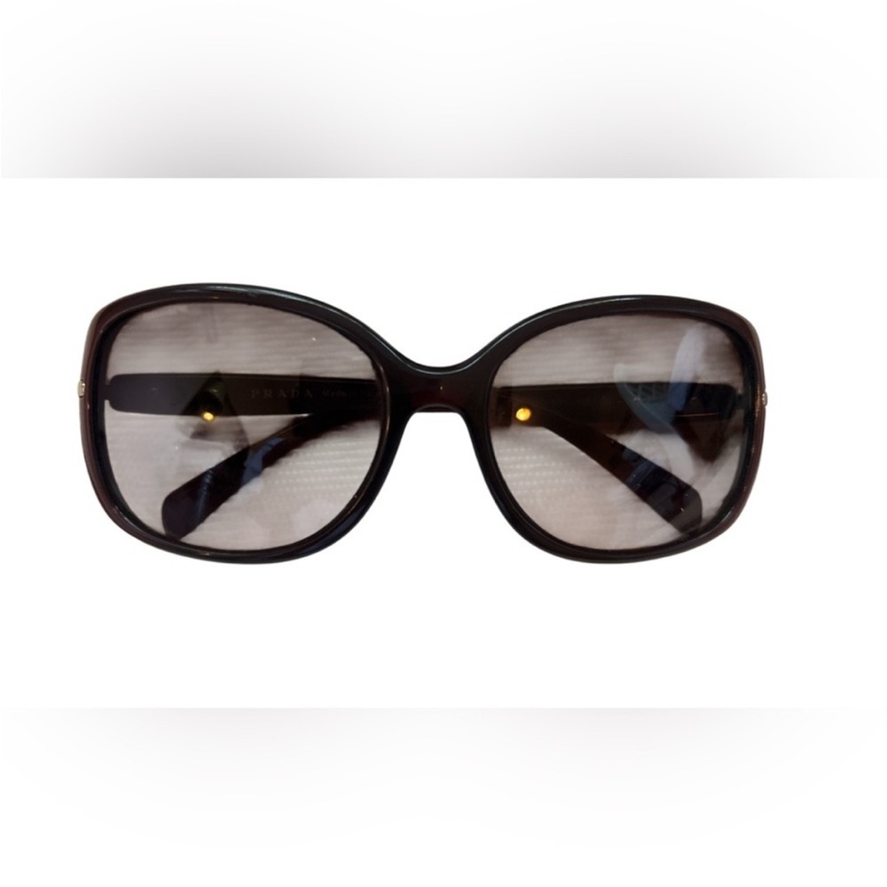 PRADA SPR 080 Oversized Sunglasses Burgundy Brown Gradient EUC w/Box & Case - Picture 3 of 9